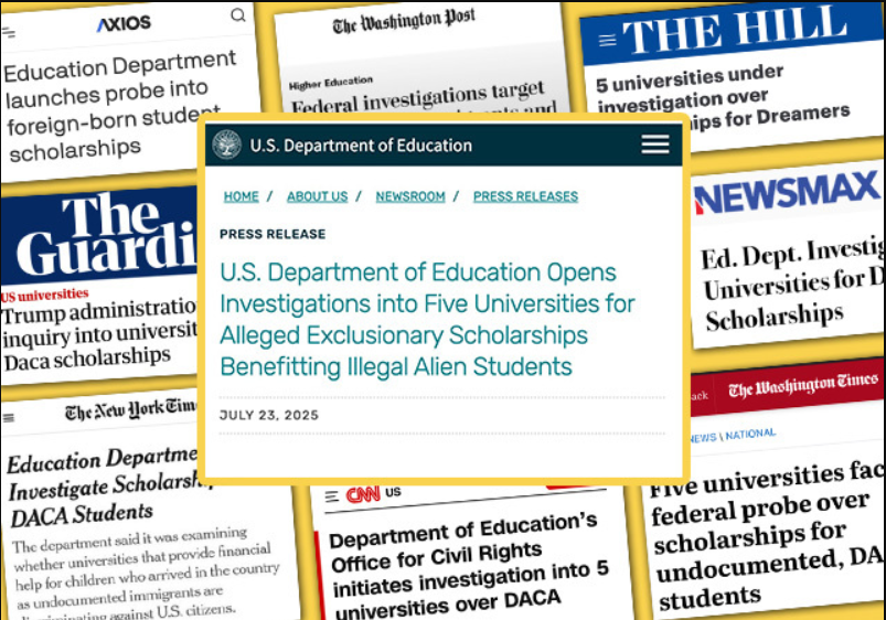U.S. Department of Education Opens Investigations into Five Universities for Alleged Exclusionary Scholarships Benefitting Illegal Alien Students