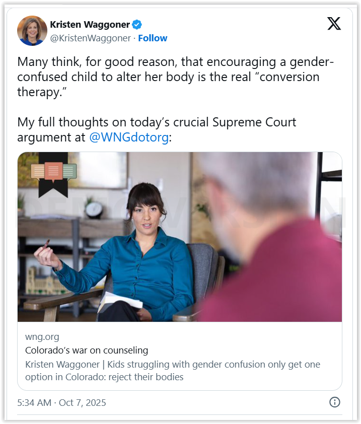 X post - Colorado's war on counseling