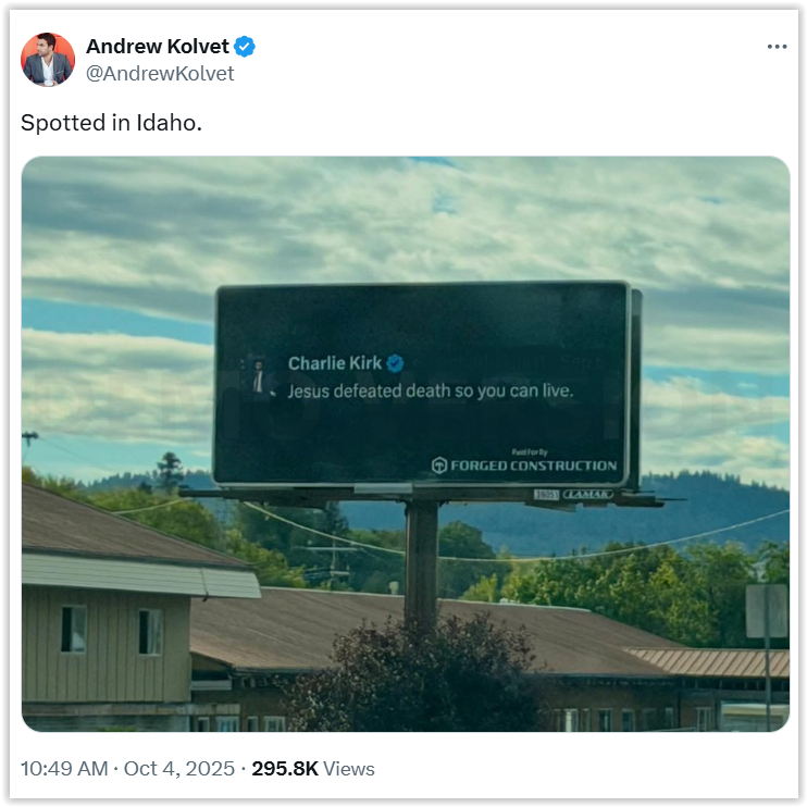 Billboard for Charlie Kirk